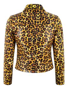 Custom <b>Men</b> Leopard Print Leather <b>Jacket</b> Turn-down Collar Zipper Closure Casual <b>Short</b> Length Regular Fit Autumn Style - Product Image 4