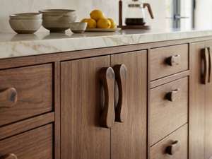 Luxury <b>Walnut</b> Cabinet Handles Artisan Crafted Wooden Knobs Contemporary Furniture Pull Set Elegant Geometric <b>Drawer</b> Handles - Product Image 5