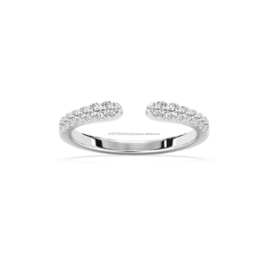 Anillo de compromiso y eternidad minimalista para mujer con diamante natural de corte brillante de 0.25 ct, en oro blanco macizo de 14K, para aniversario de boda - Product Image 1