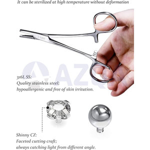 Stainless Steel 5 Inch Dermal Anchor Forceps <b>with</b> 3mm Holding Tip for Professional Jewelry Setting and Body Jewelry Installation - Product Image 3