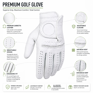 Gants de golf personnalisés pour femmes, 1 paire, main gauche/droite, respirants, anti-humidité, maille 3D, tissu antidérapant, cuir véritable, fermeture auto-agrippante - Product Image 4