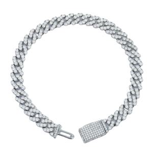 925 <b>Sterling</b> <b>Silver</b> Moissanite Diamond GRA Certified Hip Hop Rapper Style Iced Out Single Row Fancy Cuban Link <b>Bracelet</b> For <b>Men</b> - Product Image 1