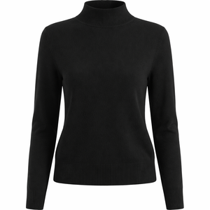 Wholesale Custom Black <b>Mock</b> <b>Neck</b> Sweater 100% Cotton Women's Knit <b>Tops</b> - Factory Direct Supplier & OEM Options - Product Image 1