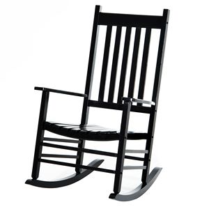 Fauteuil à bascule d'extérieur en bois à dossier haut avec accoudoirs, noir, pour jardin, patio, balcon, véranda ou appartement/terrain, pliable - Product Image 1