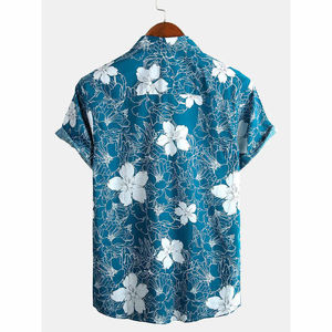 Camisa Hawaiana de Sarga para Hombre, Diseño Personalizado, Transpirable, Cierre de Botones, Cuello Camisero, Nueva Colección, Camisa de Playa con Estampado - Product Image 5