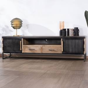 Mueble para TV Vandana Silver Matter Large de 180 cm en metal estriado y madera de mango Kazag - Product Image 2
