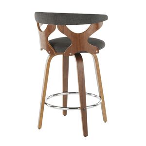 Ensemble de 2 tabourets de bar Gardenia Mid Century Modern en noyer et tissu anthracite - Product Image 4