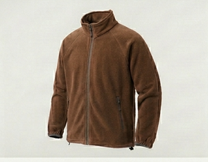 Men's <b>Brown</b> <b>Fleece</b> Jacket Full Zip Stand Collar Casual Breathable Knitted Polyester Autumn Wear Regular Fit - Product Image 6