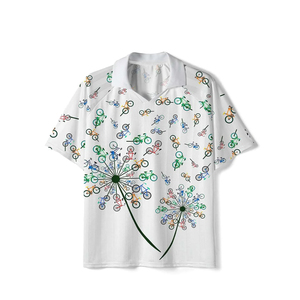 เสื้อเชิ้ตแขนสั้นสีขาวสำหรับทุกเพศพร้อมลายพิมพ์จักรยานสีสันสดใส พิมพ์ลายดิจิตอล โพลีเอสเตอร์ระบายอากาศได้ดี เสื้อฤดูร้อนทรงปกติ - Product Image 1