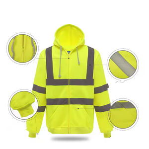 Sweat à capuche réfléchissant à haute visibilité avec fermeture éclair personnalisée à LED, classe 3 ANSI, imperméable, construction 100% nylon/polyester, sécurité - Product Image 6