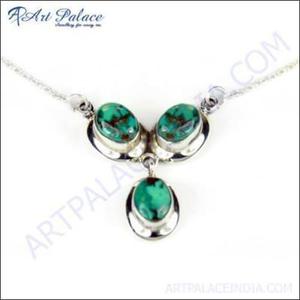 Collier pendentif R Art Palace en turquoise, argent 925 plaqué rhodium, classique, serti en forme de goutte d'eau, unisexe, à porter au quotidien - Product Image 3