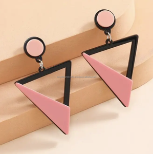 Nouveau Dangle Drop Résine Boucles D'oreilles Grande Déclaration Coloré Artificielle Modèle À La Main Sculpture Géométrique pour les Femmes - Product Image 1