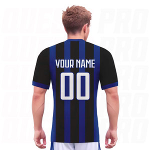 Tenue de football personnalisée pour hommes, ensemble de survêtement de football pour femmes, maillot et short de football personnalisés bleu et noir, ensemble professionnel pour équipe - Product Image 3