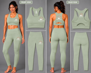 Ensemble de yoga pour femmes Warpro Industry, haut court vert sauge, leggings taille haute, 2 pièces, vêtements de sport sans couture, couleur unie, longueur intégrale - Product Image 4