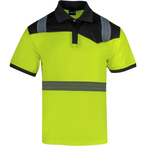 Men's <b>Orange</b> Hi Vis Safety <b>Polo</b> Shirt Short Sleeve Reflective Tape Workwear Quick Dry Knitted Fabric - Product Image 6