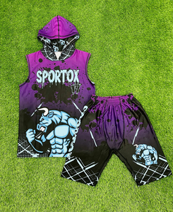 Conjunto de Uniforme de Fútbol Americano Personalizado Devil Dolphins, Estampado de Rayos Rojos, Camiseta sin Mangas y Pantalones Cortos - Product Image 6