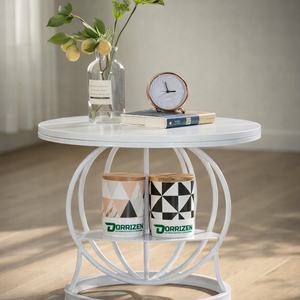 Table d'appoint industrielle en fer forgé avec plateau en pierre, petite table de rangement de chevet, table à thé moderne, table de cocktail pour salon - Product Image 3