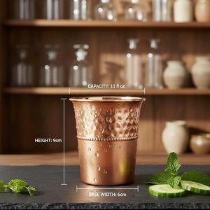 Verre à eau artisanal en cuivre de qualité supérieure, finition rustique, pour la santé ayurvédique, marque privée - Product Image 5