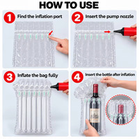 Sac gonflable à colonnes d'air pour bouteilles de vin, d'huile d'olive et de spiritueux, emballage de protection en forme de Q à 6 colonnes pour expédition