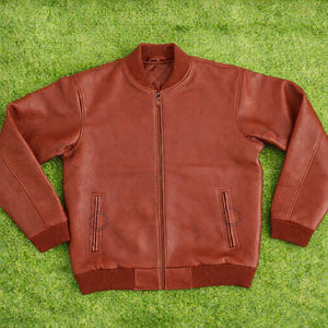 Chaquetas universitarias de cuero genuino de vaca de primera calidad, estilo casual, chaqueta bomber, ropa de invierno, fabricante OEM ODM - Product Image 1