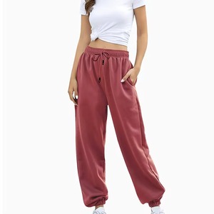 กางเกงวอร์มขายดีสำหรับผู้หญิง คุณภาพสูง ยืดหยุ่นได้ดี เอวยางยืด ผ้าริบ ทรงเข้ารูป - Product Image 1