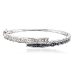 18k Yellow Gold Rhodium Plated Emerald Charm <b>Bangle</b> <b>Bracelet</b> - Product Image 2