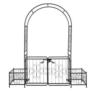 Arco in Ferro Battuto Nero 198,5*50*219cm con Parte Superiore ad Arco per Cortile e Recinzione per Piante, Traliccio e Cancelli - Product Image 1