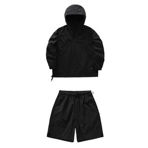 <b>Men</b> <b>Yellow</b> Hooded Tracksuit Set Full Sleeve Jacket With Side Pockets Lightweight Polyester Casual Summer Wear - Product Image 2
