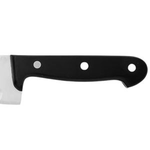 Couteaux de cuisine à manche noir et bord creux, avec lame argentée à fossettes, trois rivets métalliques et pointe affûtée pour trancher les aliments et cuisiner - Product Image 6