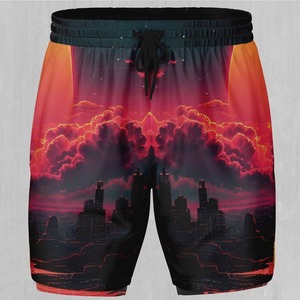 Shorts de Baño para Hombre de Secado Rápido y Transpirables, con Cintura Elástica, Diseño de Paisaje Urbano, Estilo Casual - Product Image 5