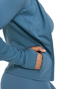 Otoño mujer gimnasio cómodo cremallera completa Yoga chaqueta señoras secado rápido manga larga deportes ropa activa Fitness Slim Top - Product Image 4