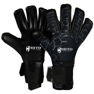Gants de gardien de but de football à nouvelle conception, avec impression en silicone sur le dos et contact en Letax sur la paume avant, sangle élastique intégrée, vente chaude - Product Image 1