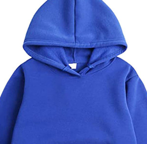 <b>Boys</b> Solid Blue Hooded Tracksuit Set Casual Full Sleeve Cotton Jogger Pants Autumn Sportswear Kids Clothing - Product Image 2