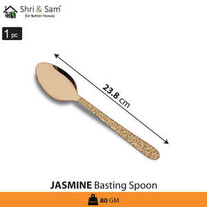 Cuchara de acero inoxidable recubierta de PVD de oro rosa con utensilio sólido de jazmín láser - Product Image 4