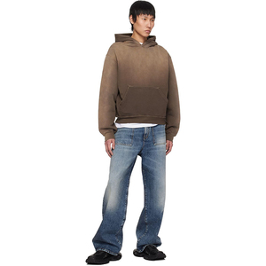 Conception spéciale, largement utilisée, 100% coton, molleton tricoté uni, écologique, coupe-vent, sweat à capuche oversize pour homme, automne, noir - Product Image 6