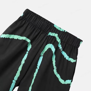 Pantalones Cortos de Punto con Estampado Tie Dye para Hombre, Ropa Casual de Verano, Diseño Pintado a Mano en Negro con Verde Menta - Product Image 6