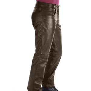 Modern Men Leather Pants Stylish Genuine Leather Slim Fit Casual Outdoor Biker Wear - Product Image 6