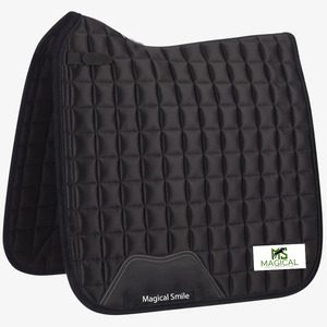 Tapis de selle pour chevaux de haute qualité, excellente qualité, tissu satiné en soie, tapis de selle pour dressage, bleu encre. - Product Image 2