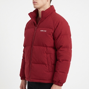 Men's Insulated Winter <b>Coat</b> <b>Stand</b> Collar <b>Slim</b> Fit Cotton Padded Puffer Jacket Solid Color Wear - Product Image 2