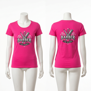 เสื้อเชิ้ตช่างตัดผมหญิง 180 GSM ผ้าโพลีคอตตอนพรีเมียม สีชมพู ดีไซน์ตัดเย็บแบบแผง ปักลายตามสั่ง พิมพ์ลายสกรีน โลโก้แบบซับลิเมชั่น - Product Image 6