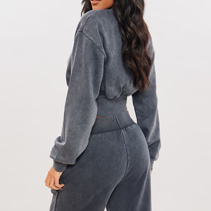 Custom <b>Womens</b> Cropped Casual Sweatsuit Breathable Fleece <b>Jogger</b> Outfit Lounge Fitness Wear Bulk Export Supply - Product Image 3