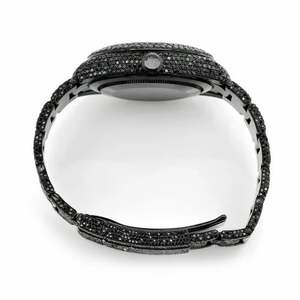 Luxury Iced Out Moissanite <b>Watch</b> <b>Black</b> Automatic Mechanical Diamond Bust Down Hip Hop Stainless Steel Wristwatch - Product Image 3