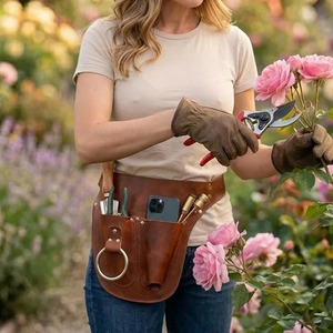 Ceinture porte-outils de fleuriste artisanale en cuir véritable, étui pour ciseaux de jardinage, marque privée, à vendre - Product Image 1