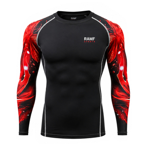 Custom Quick Dry Rash Guard Jiu Jitus Breathable Sublimation Printed Rash guards Bjj for <b>Men</b> Full Sleeve Rash Guards - Product Image 5