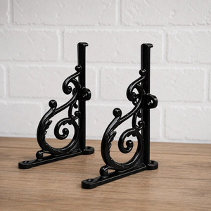 SHUBHAM Black Cast Iron Wall Shelf <b>Bracket</b> Decorative Hanging Support Single Tier Storage Rack <b>for</b> Home Garage - Product Image 3