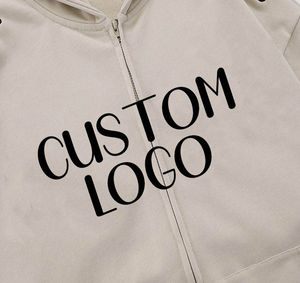 Sudadera con capucha extragrande personalizada con cremallera, unisex, en blanco, para hombre, al por mayor, de forro polar grueso, corta con cremallera - Product Image 6