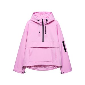 Unisex Hooded Half Zip Windbreaker <b>Jacket</b> With Pockets Casual Loose Fit Autumn Outerwear - Product Image 4