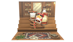 Tarjeta de Felicitación Pop-Up Vintage con Escena de Bar de Whisky, Modelo de Papel Decorativo - Product Image 1