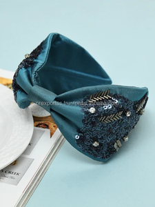 Serre-tête en tissu décontracté américain de haute qualité, style cowboy western de Nashville, fait main avec ruban, pour femme, idéal pour une fête prénatale de luxe - Product Image 4