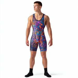 Combinaisons de lutte et de musculation de haute qualité 100 % polyester, personnalisables, extensibles, à séchage rapide - Product Image 5